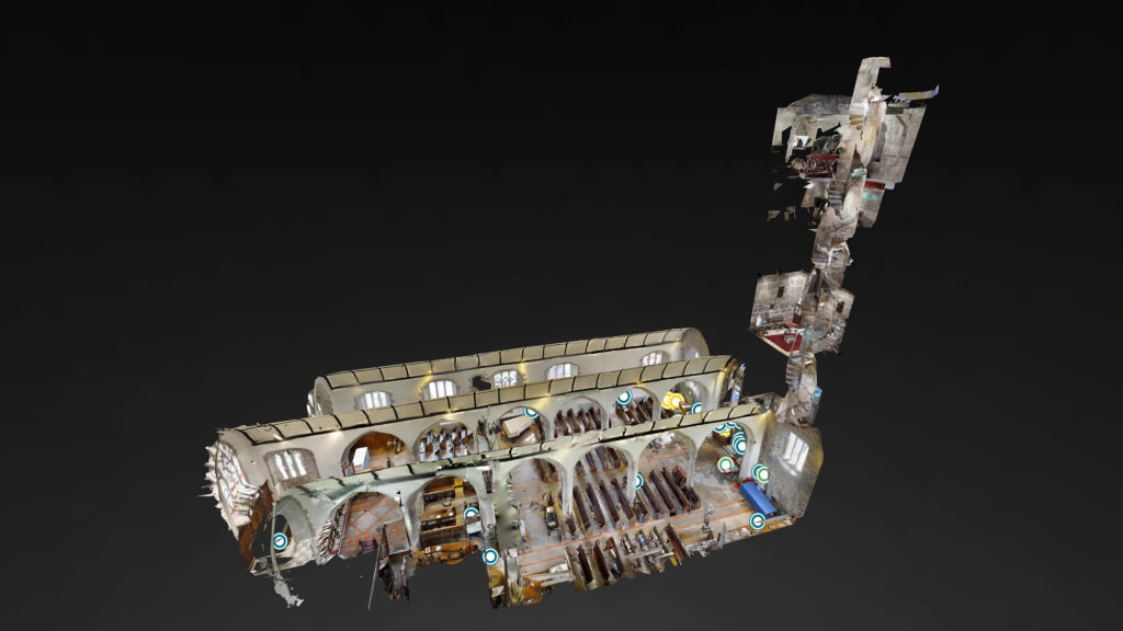 Cutaway 'dolls-house' model of the late medieval church at St Buryan, near Lands End Cornwall.