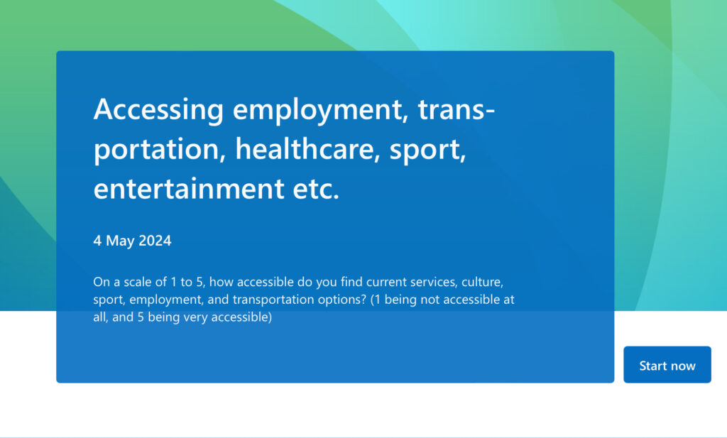 Screenshot of the survey form